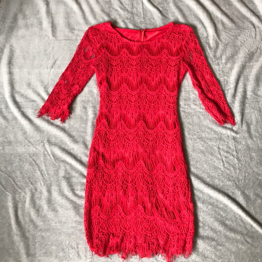 Red lace dress